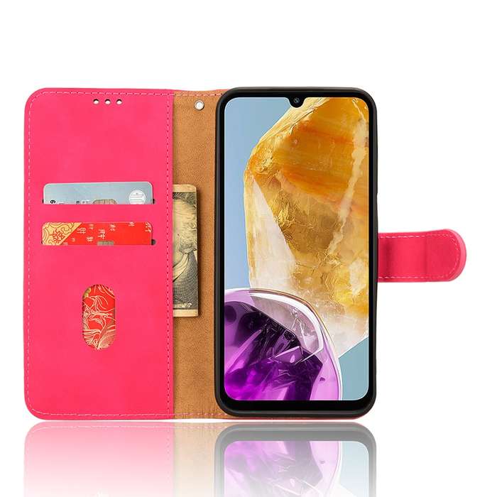 For Samsung Galaxy M15 5G Skin Feel Magnetic Flip Leather Phone Case(Rose Red)