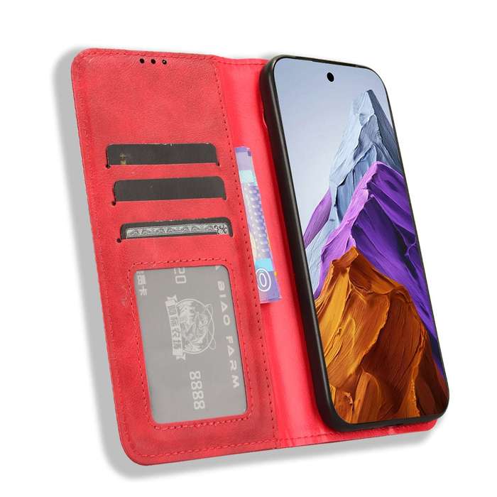 For Google Pixel 9 Pro Magnetic Buckle Retro Texture Leather Phone Case(Red)