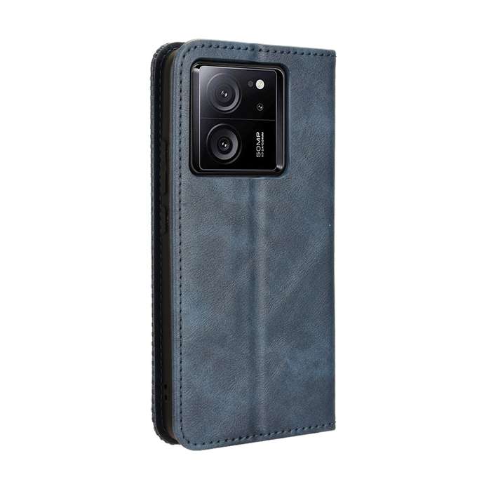 For Xiaomi 13T / 13T Pro Magnetic Buckle Retro Texture Leather Phone Case(Blue)