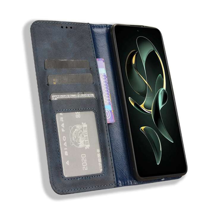 For Xiaomi 13T / 13T Pro Magnetic Buckle Retro Texture Leather Phone Case(Blue)