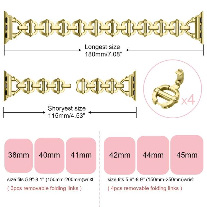 Ladder Buckle Metal Watch Band For Apple Watch 9 45mm(Gold)