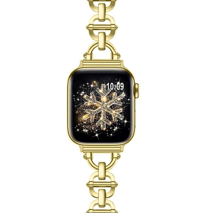 Ladder Buckle Metal Watch Band For Apple Watch 9 45mm(Gold)