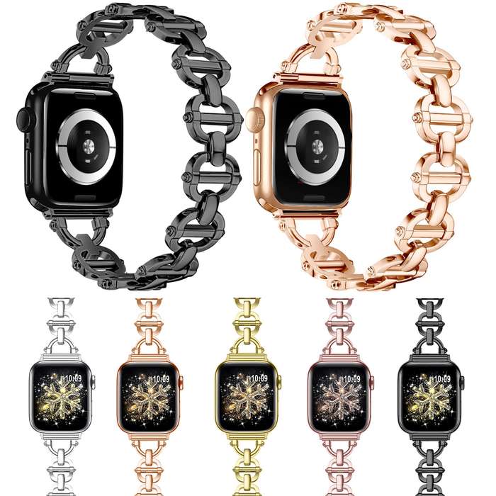 Ladder Buckle Metal Watch Band For Apple Watch 9 45mm(Gold)