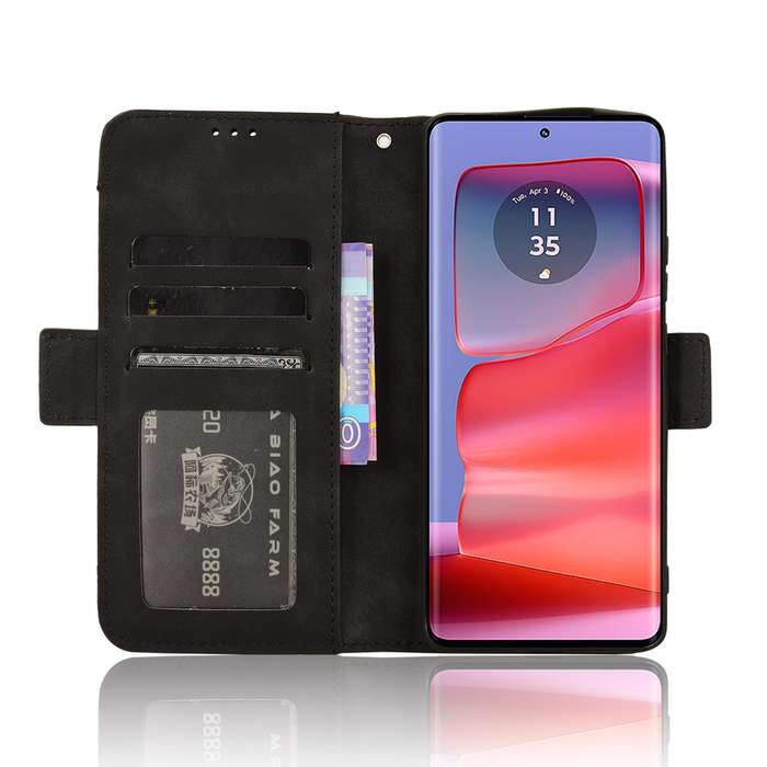 For Motorola Edge 50 Pro Skin Feel Calf Texture Card Slots Leather Phone Case(Black)