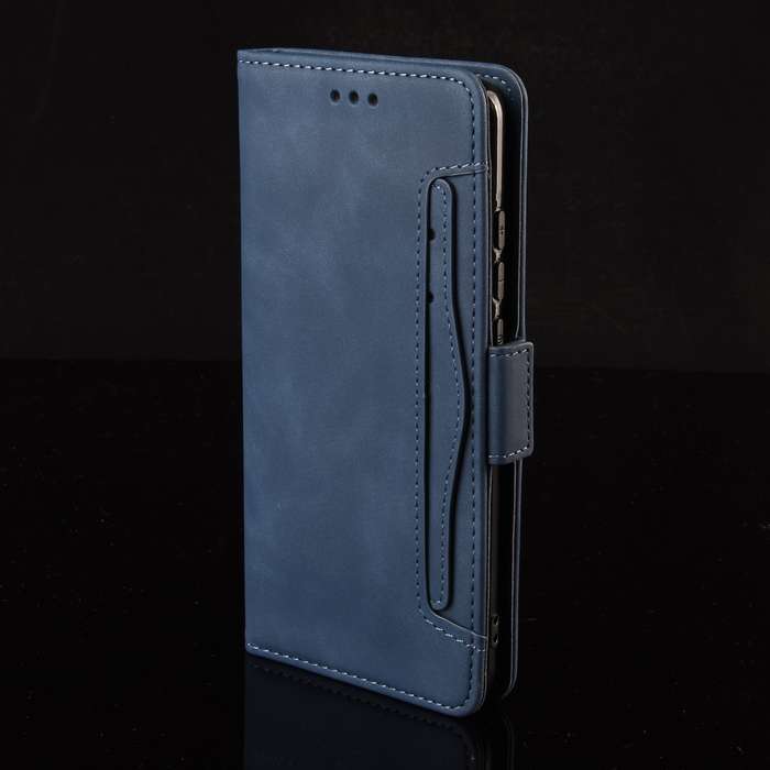For Sharp Aquos R9 Skin Feel Calf Texture Card Slots Leather Phone Case(Blue)