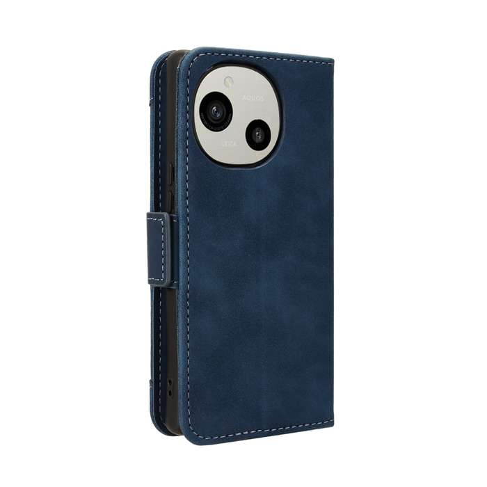 For Sharp Aquos R9 Skin Feel Calf Texture Card Slots Leather Phone Case(Blue)