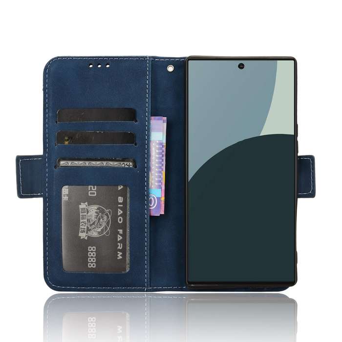 For Sharp Aquos R9 Skin Feel Calf Texture Card Slots Leather Phone Case(Blue)