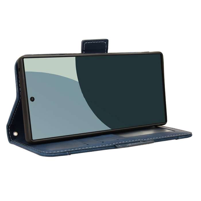 For Sharp Aquos R9 Skin Feel Calf Texture Card Slots Leather Phone Case(Blue)