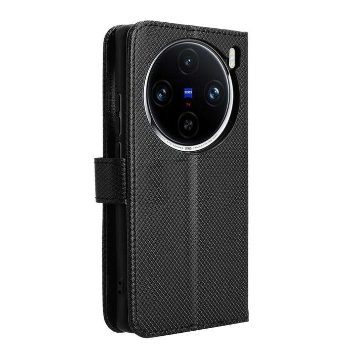 For vivo X100 5G Diamond Texture Leather Phone Case(Black)