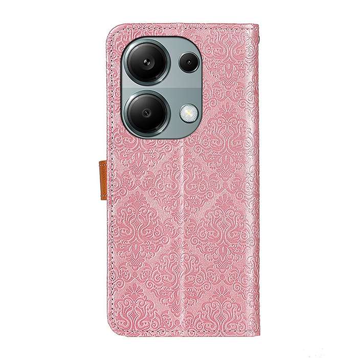 For Xiaomi Redmi Note 13 Pro 4G/Poco M6 Pro 4G European Floral Embossed Leather Phone Case(Pink