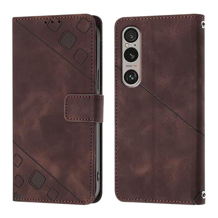 For Sony Xperia 1 VI Skin-feel Embossed Leather Phone Case(Brown)