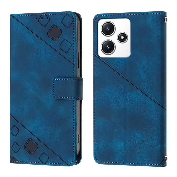 For Xiaomi Poco M6 Pro 5G / Redmi 12 4G / 5G Skin Feel Embossed Leather Phone Case(Blue)