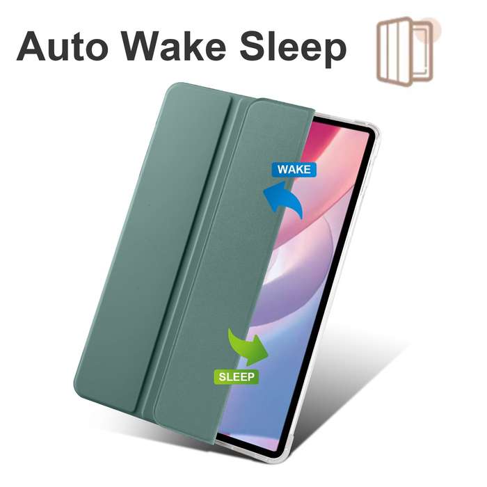For Xiaomi Redmi Pad Pro 12.1 3-fold Clear TPU Smart Leather Tablet Case with Pen Slot(Dark Gre