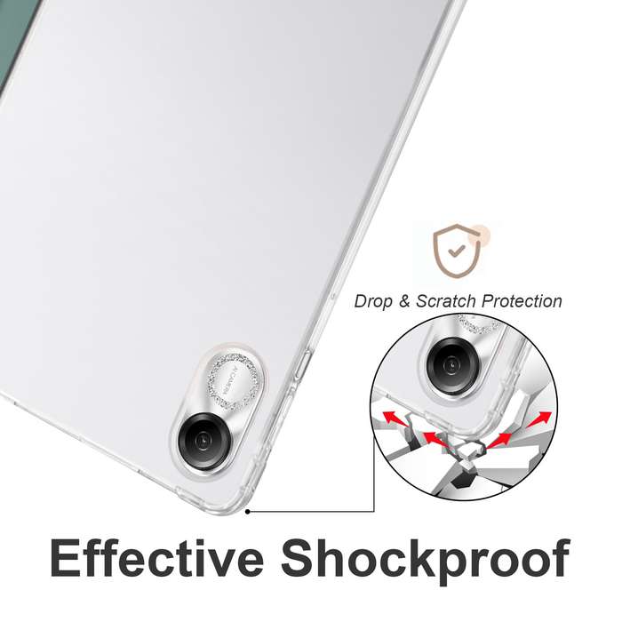 For Xiaomi Redmi Pad Pro 12.1 3-fold Clear TPU Smart Leather Tablet Case with Pen Slot(Dark Gre