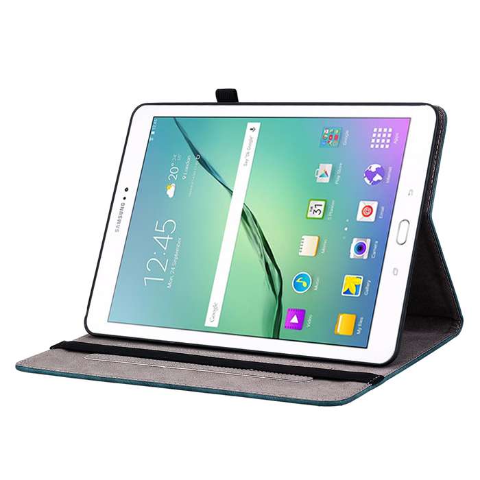 For Samsung Galaxy Tab S2 9.7 T810 T815 Butterfly Rose Embossed Leather Tablet Case(Dark Blue)