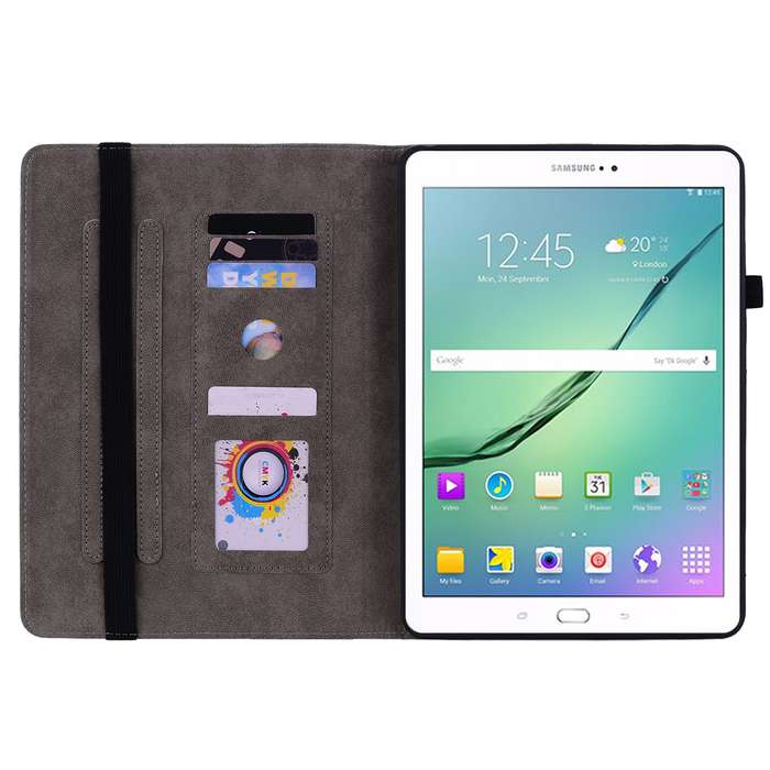 For Samsung Galaxy Tab S2 9.7 T810 T815 Butterfly Rose Embossed Leather Tablet Case(Dark Blue)