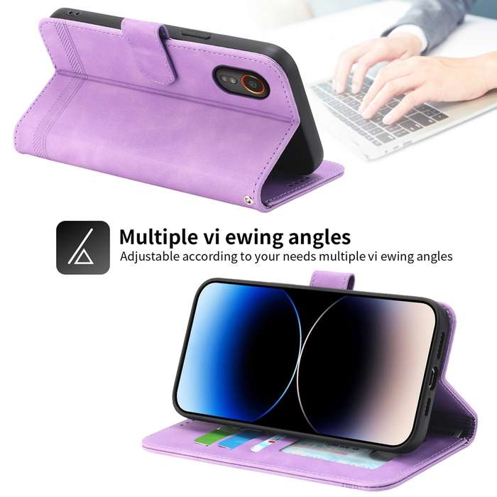 For Samsung Galaxy Xcover 7 Dierfeng Dream Line TPU + PU Leather Phone Case(Purple)