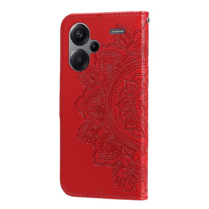 For Xiaomi Redmi Note13 Pro+ 5G Global 7-petal Flowers Embossing Leather Phone Case(Red)