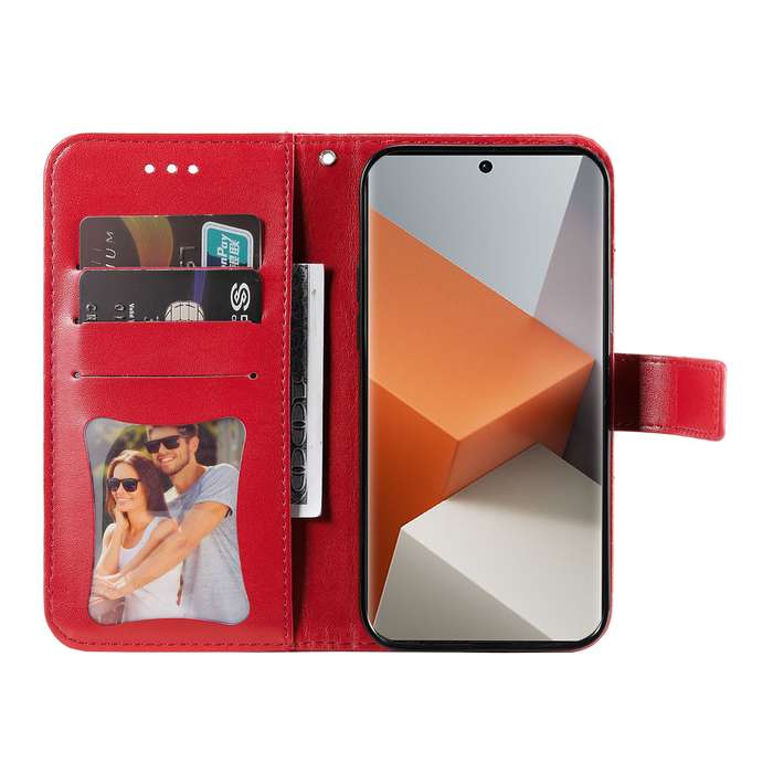 For Xiaomi Redmi Note13 Pro+ 5G Global 7-petal Flowers Embossing Leather Phone Case(Red)