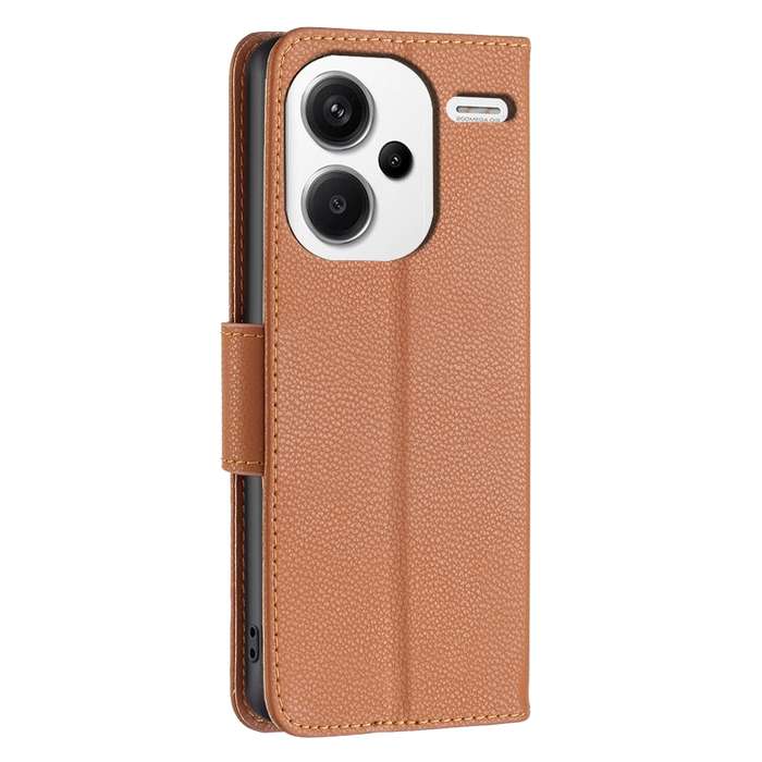 For Xiaomi Redmi Note 13 Pro+ 5G Litchi Texture Pure Color Leather Phone Case(Brown)