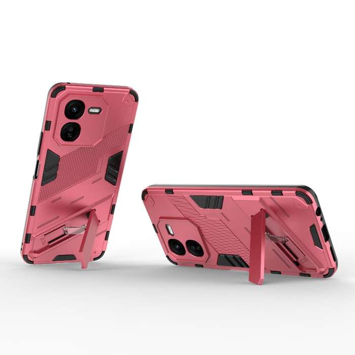 For vivo iQOO Z9X 5G Punk Armor 2 in 1 PC + TPU Phone Case with Holder(Light Red)