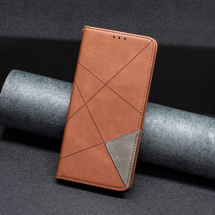 For Motorola Moto G85 Rhombus Texture Magnetic Leather Phone Case(Brown)