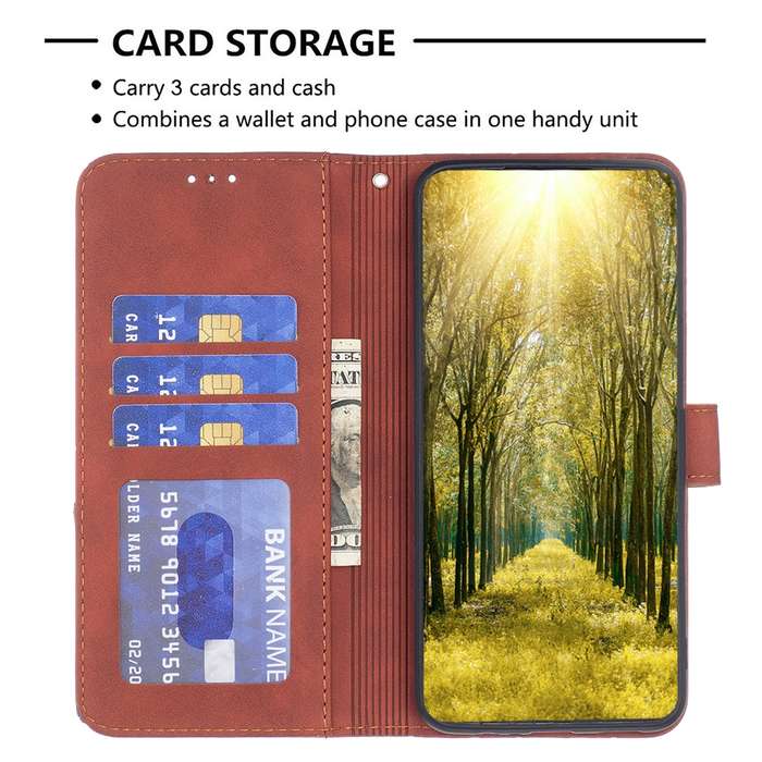 For Realme C61 / C63 Magnetic Buckle Rhombus Texture Leather Phone Case(Brown)