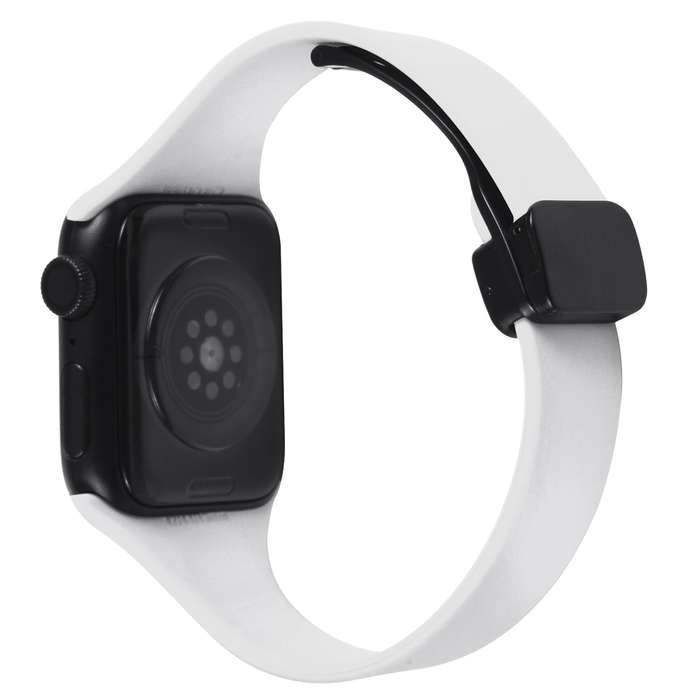 For Apple Watch SE 2023 44mm Magnetic Buckle Slim Silicone Watch Band(White)