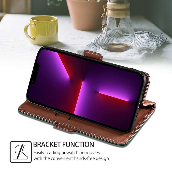 For Realme C65 4G Contrast Color Side Buckle Leather Phone Case(Light Brown + Green)
