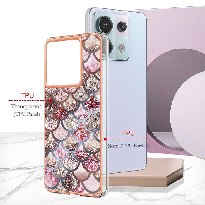 For Xiaomi Redmi Note 13 Pro 5G Global Electroplating IMD TPU Phone Case(Pink Scales)