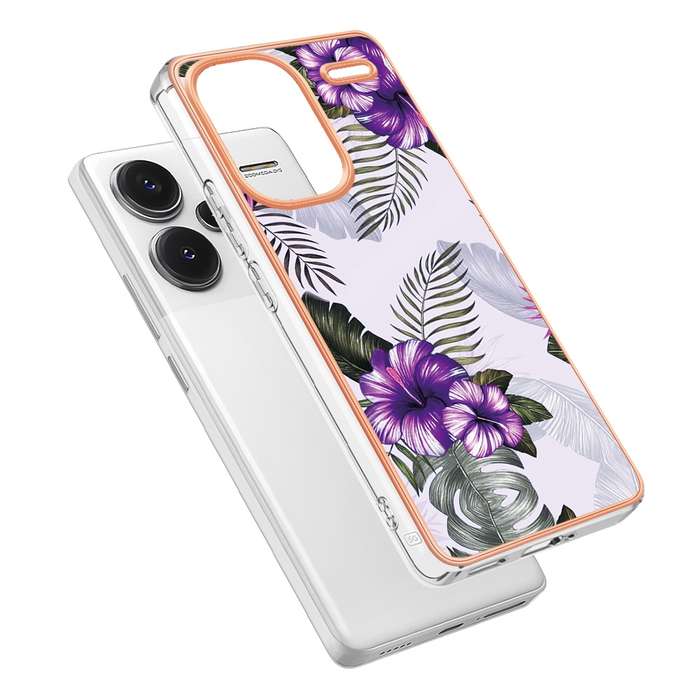 For Xiaomi Redmi Note 13 Pro+ 5G Electroplating IMD TPU Phone Case(Purple Flower)