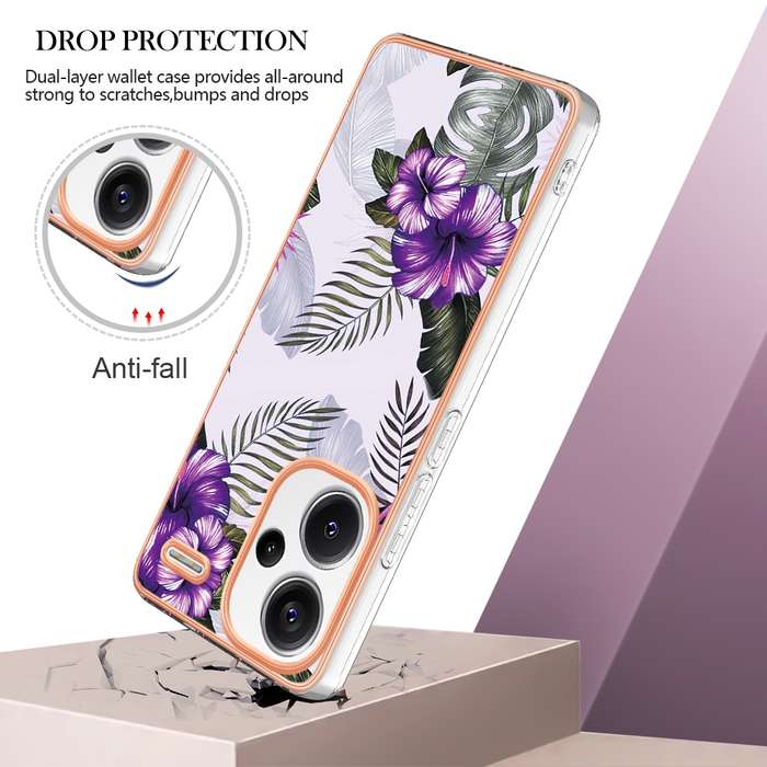 For Xiaomi Redmi Note 13 Pro+ 5G Electroplating IMD TPU Phone Case(Purple Flower)
