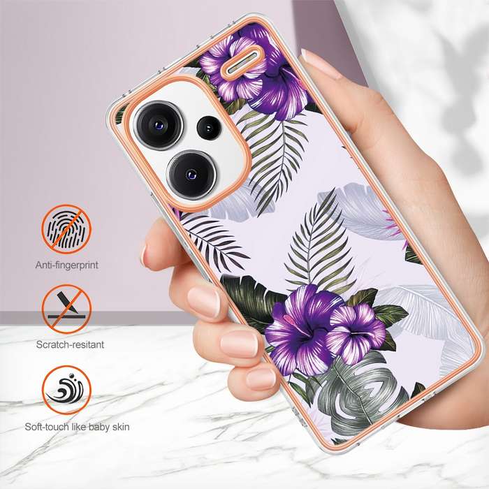 For Xiaomi Redmi Note 13 Pro+ 5G Electroplating IMD TPU Phone Case(Purple Flower)