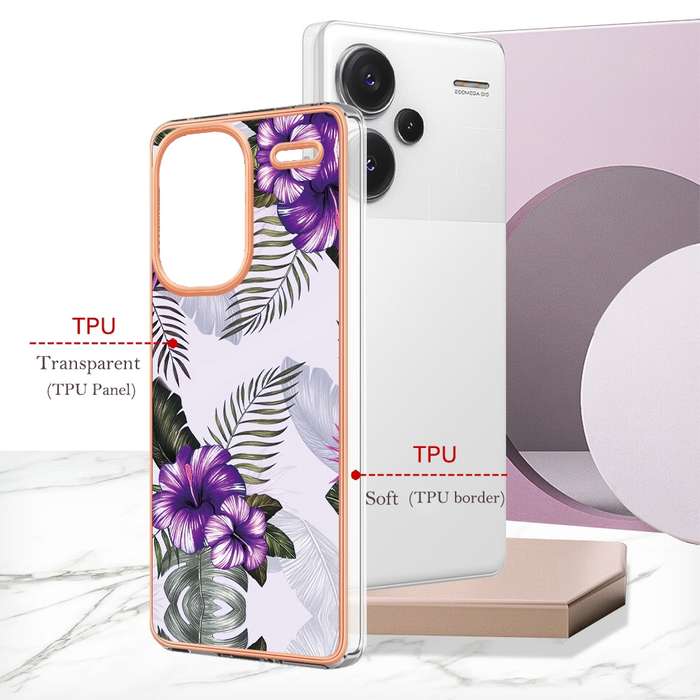 For Xiaomi Redmi Note 13 Pro+ 5G Electroplating IMD TPU Phone Case(Purple Flower)