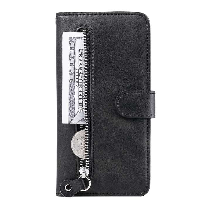 For iPhone 16 Pro Max Fashion Calf Texture Zipper Leather Phone Case(Black)