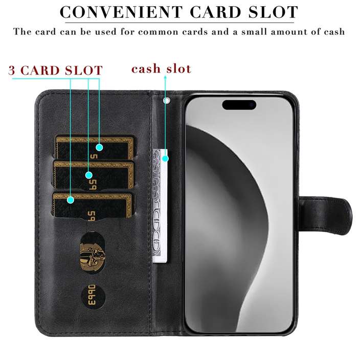 For iPhone 16 Pro Max Fashion Calf Texture Zipper Leather Phone Case(Black)