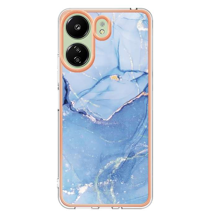 For Xiaomi Redmi 13C 4G Electroplating Marble Dual-side IMD TPU Phone Case(Blue 018)