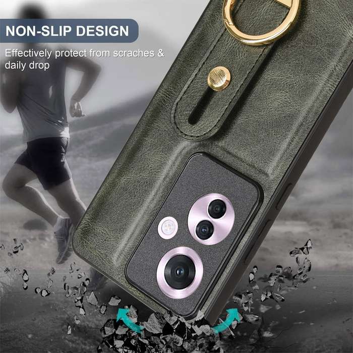 For OPPO Reno11 F / F25 Pro Wristband Leather Back Phone Case(Green)
