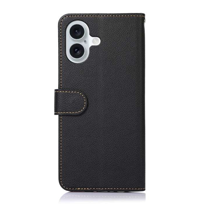 For iPhone 16 KHAZNEH Litchi Texture Leather RFID Phone Case(Black)