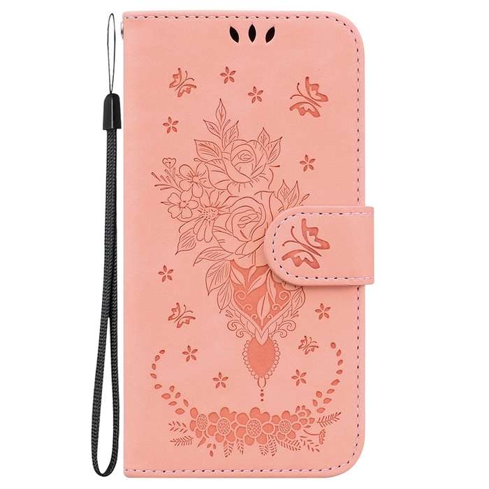 For Motorola Edge 2024 Butterfly Rose Embossed Leather Phone Case(Pink)