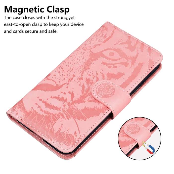 For Xiaomi Redmi Note 13 Pro 5G Tiger Embossing Pattern Leather Phone Case(Pink)