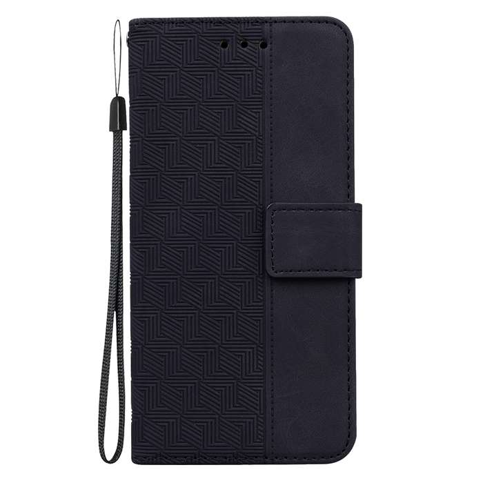 For Xiaomi Redmi Note 13R Pro Geometric Embossed Leather Phone Case(Black)