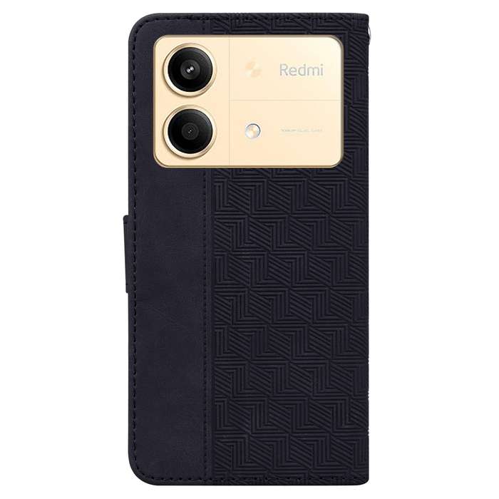 For Xiaomi Redmi Note 13R Pro Geometric Embossed Leather Phone Case(Black)