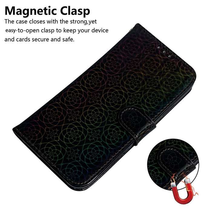 For OPPO K12x Colorful Magnetic Buckle Leather Phone Case(Black)