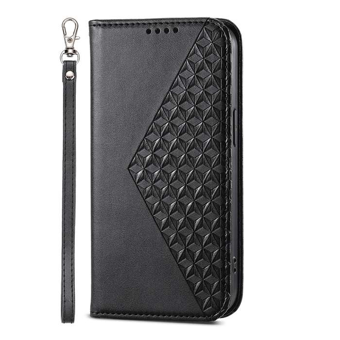 For Samsung Galaxy M15 5G / F15 5G Cubic Grid Calf Texture Magnetic Leather Phone Case(Black)