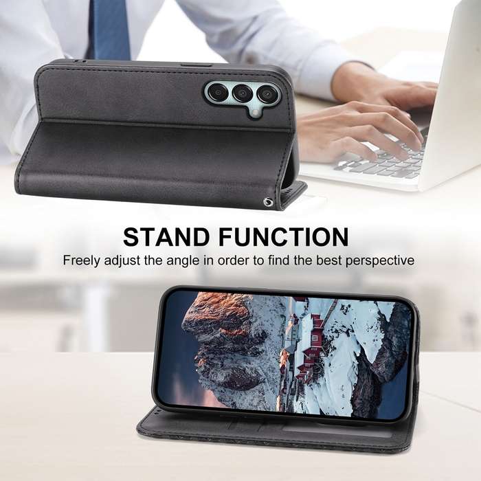 For Samsung Galaxy M15 5G / F15 5G Cubic Grid Calf Texture Magnetic Leather Phone Case(Black)