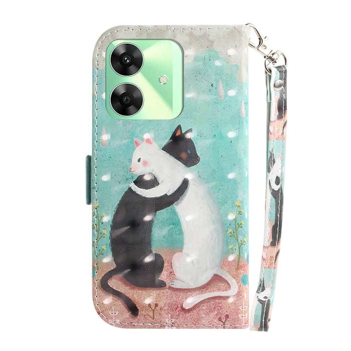 For Realme C61 / C63 / Note 60 3D Colored Horizontal Flip Leather Phone Case(Black White Cat)