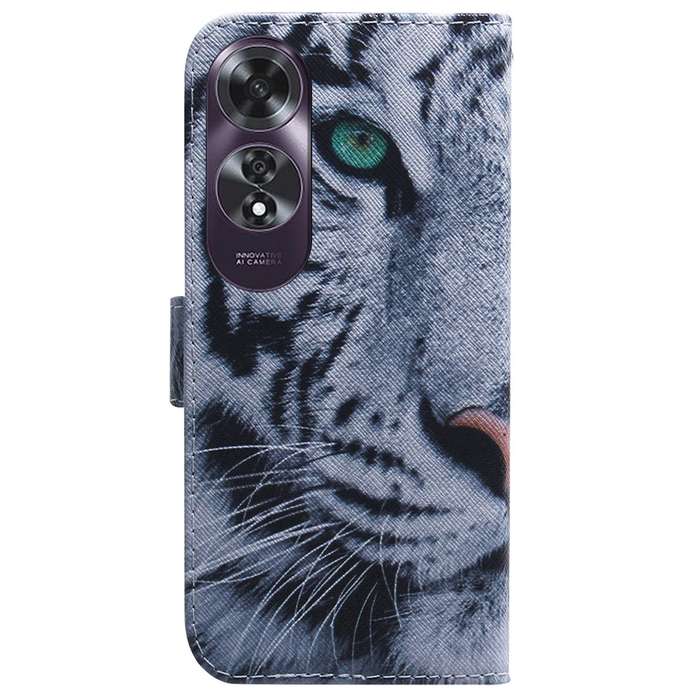 For OPPO A60 4G Coloured Drawing Flip Leather Phone Case(Tiger)