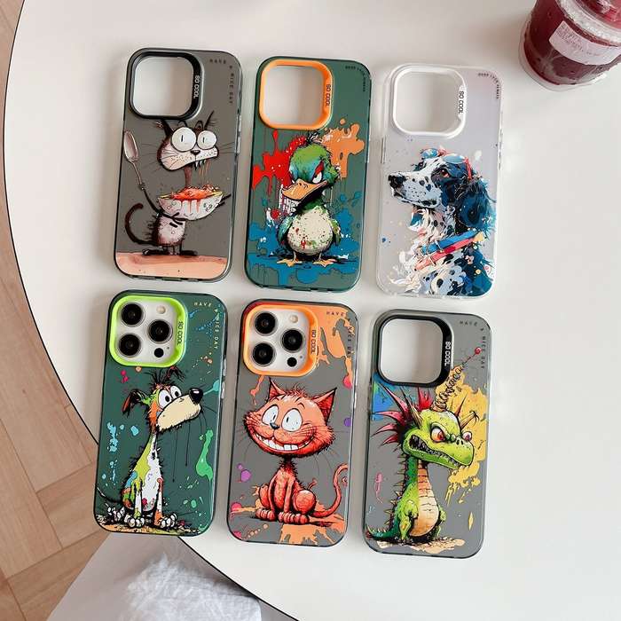 For iPhone 14 Plus Animal Pattern Oil Painting Series PC + TPU Phone Case(Tattered Astronaut)