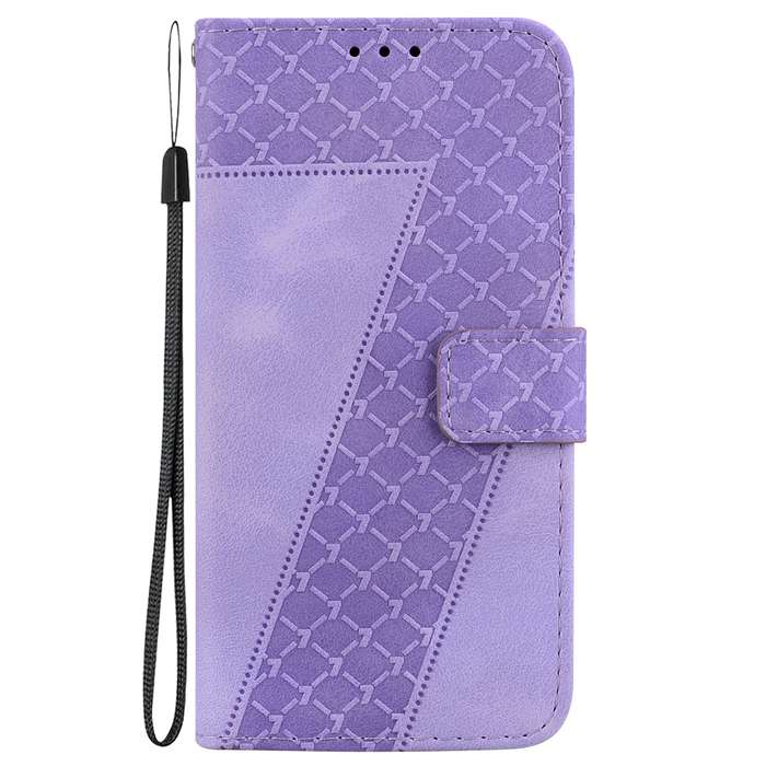 For Samsung Galaxy M55 7-shaped Embossed Leather Phone Case(Purple)